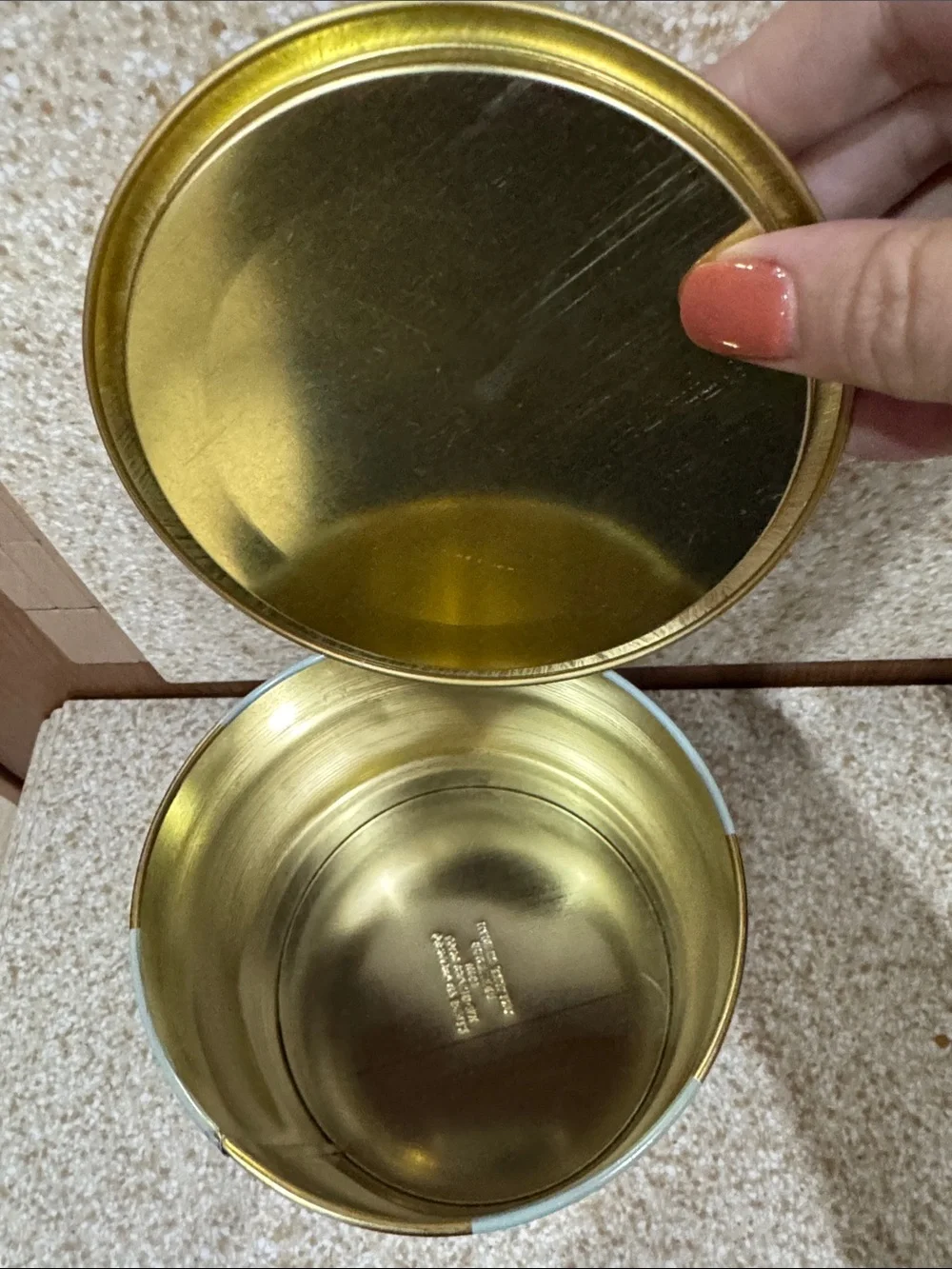 Decorative Floral Tin Canister Made in England with Gold Accent Lidded